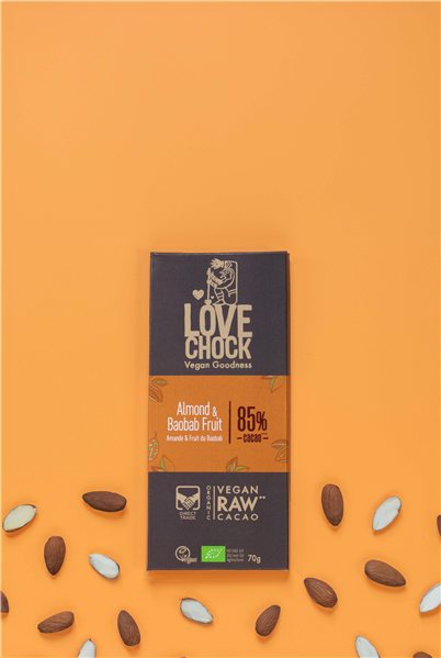 Chocolate Negro 85% Ecológico con Almendra y Baobab-izquierda