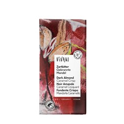 Chocolat noir avec amande caramélisée bio 80g Vivani