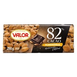 CHOCOLATE VALOR 82% ALMENDRAS 250 GRS