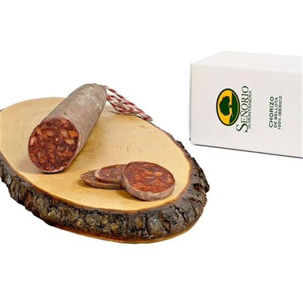 Chorizo de bellota 100% ibérico, Señorío de Montanera-lateral