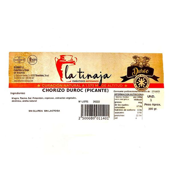 Chorizo especial picante-trasera