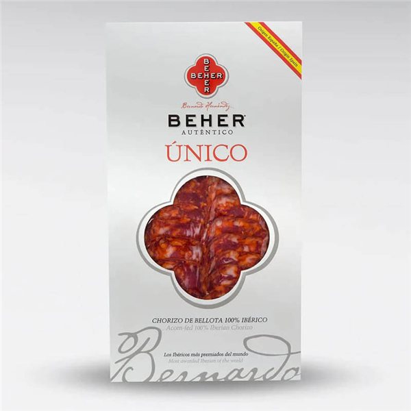 Chorizo loncheado 100% Ibérico Bellota Único, BEHER-detalle