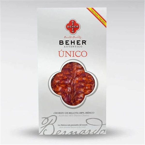 Chorizo loncheado 100% Ibérico Bellota Único, BEHER-lateral