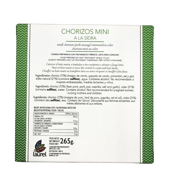 Chorizos mini in cider-lateral