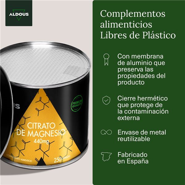 Citrato de Magnesio Aldous | 250 Cápsulas-izquierda