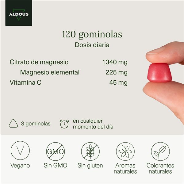 Magnesium Citrate Gummies 1340mg + Vitamin C 45mg Per Daily Dose - 120 Gummies-lateral