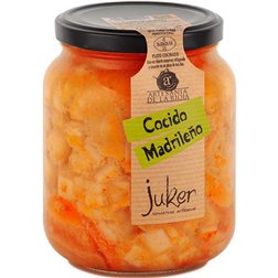 La traducción de "Cocido Madrileño Juker" al alemán sería "Madrider Eintopf Juker". Sin embargo, "Cocido Madrileño" es un nombre propio de un plato típico de Madrid, por lo que a menudo se deja sin traducir.