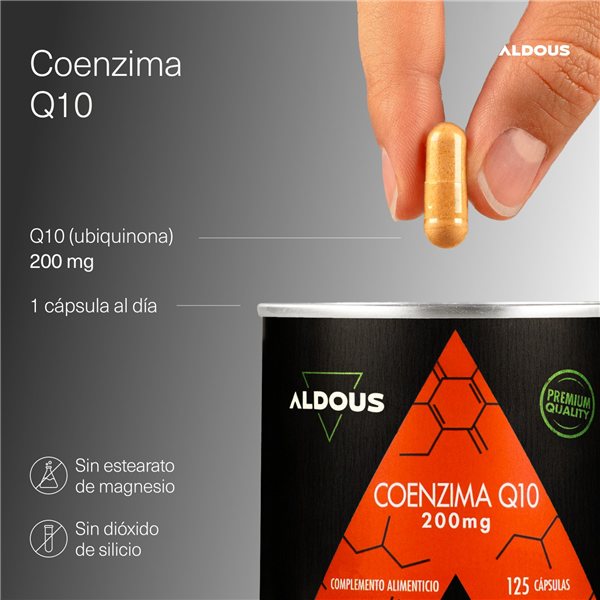 Coenzima Q10 200mg - Energía y Reducción del Cansancio - Antioxidante, Antiedad - Aldous-detalle