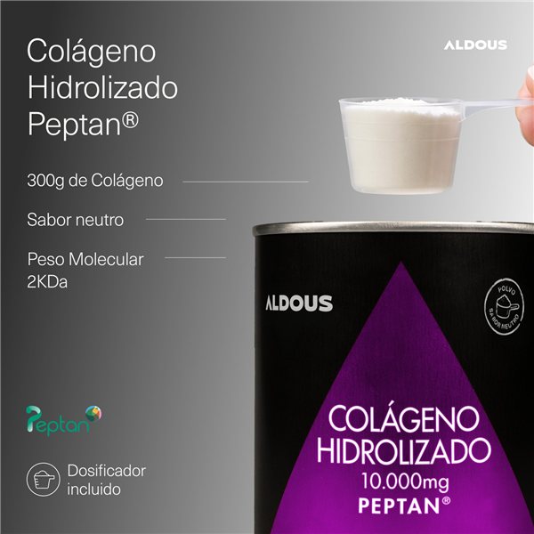 Collagène Hydrolysé en Poudre - 300 g Protéine de Collagène Pur 2KDa - Peptides avec doseur inclus - 30 jours-detalle