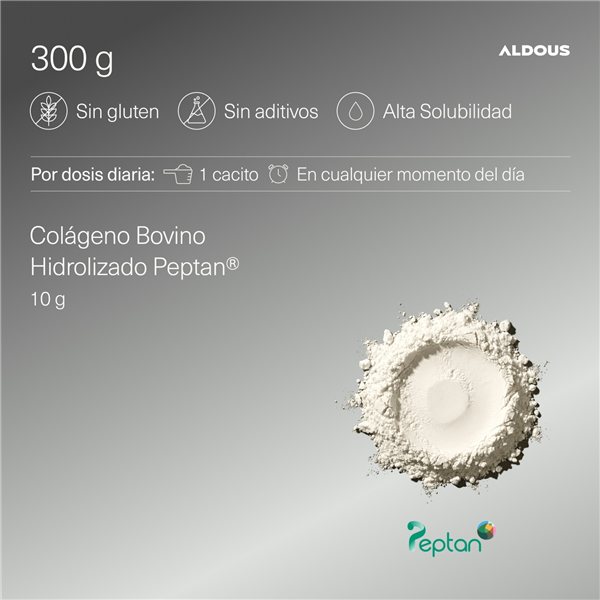 Collagène Hydrolysé en Poudre - 300 g Protéine de Collagène Pur 2KDa - Peptides avec doseur inclus - 30 jours-lateral