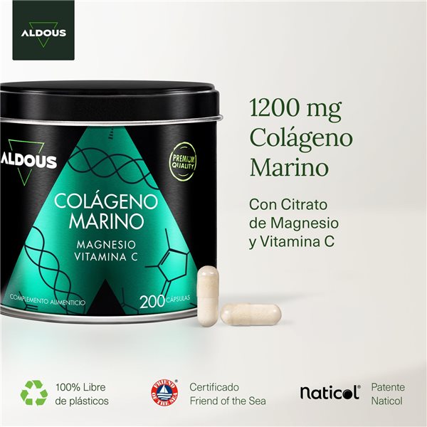 Collagène hydrolysé pur avec magnésium et vitamine C - 200 capsules-detalle
