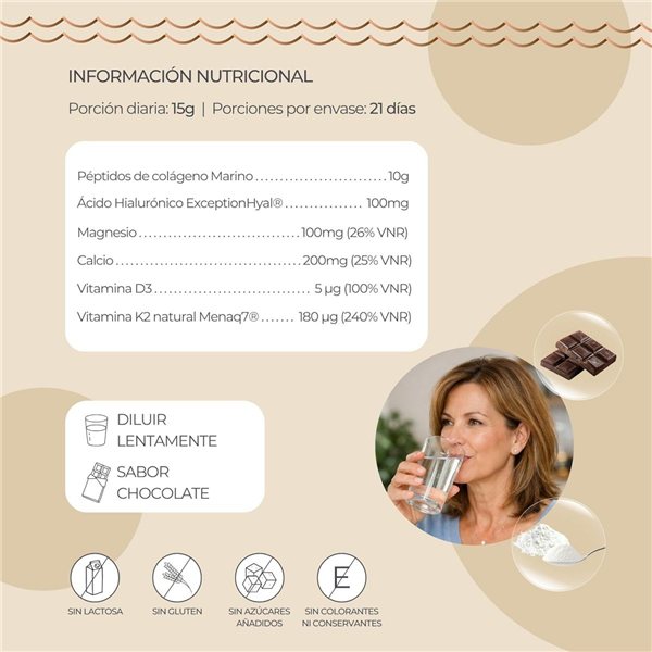 Colagenova Osteoforte Marin Collagène Chocolat Avec MenaQ7 315g Vaminter-detalle