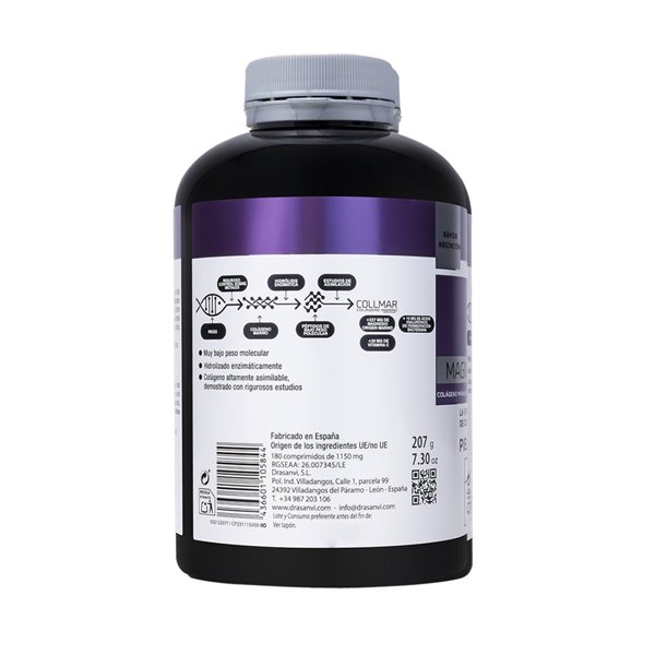 Collmar Hydrolyzed Marine Collagen (magnesium + hyaluronic acid) 180 tablets Drasanvi-detalle
