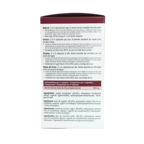 Schwarzkümmel Nigella (Black Cumin) Vegan Bio 60 Kapseln Physalis-trasera