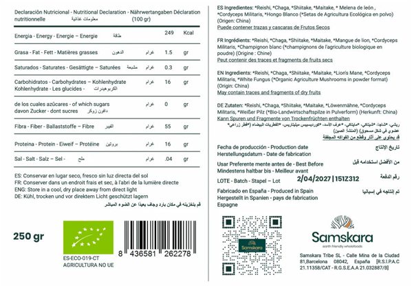 Complejo de 7 Setas Medicinales BIO - 100g-trasera