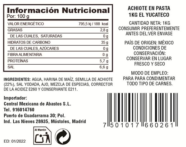 Achiote Seasoning "El Yucateco" 1kg 1 kg-detalle