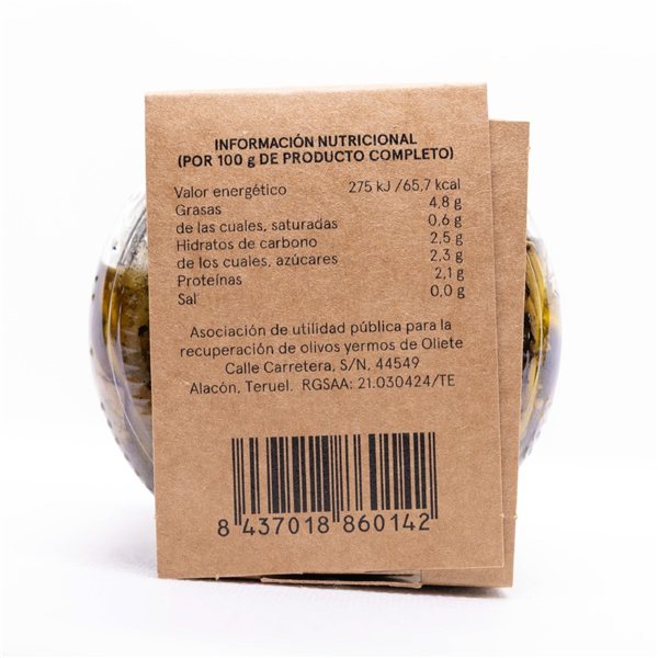 Corazones de alcachofa asada a la leña de olivo en AOVE (9 uds x 305 g) | Producto solidario-trasera