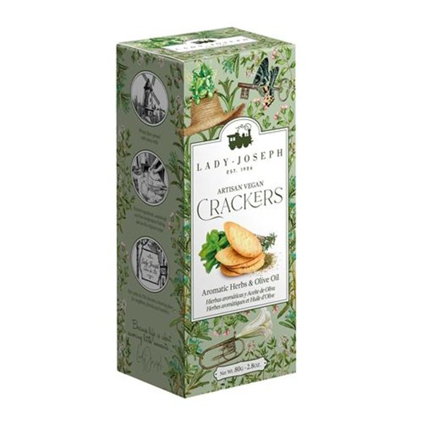 Artisanal vegan crackers with olive oil and aromatic herbs, Lady Joseph-lateral