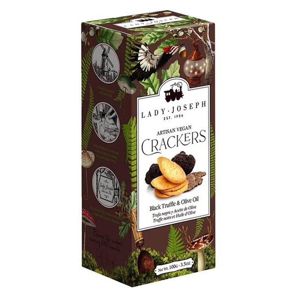Crackers végétaux artisanaux avec truffe noire et huile d’olive, Lady Joseph-izquierda