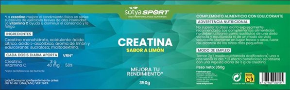 CREATINA 350 GR POLVO SABOR LIMÓN-trasera