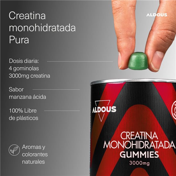 Créatine Monohydrate 3000 mg - 120 Gummies Saveur Pomme - Sport, Fitness et Entraînement-detalle