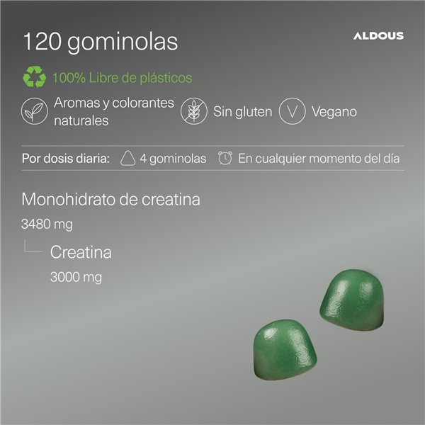 Créatine Monohydrate 3000 mg - 120 Gummies Saveur Pomme - Sport, Fitness et Entraînement-lateral