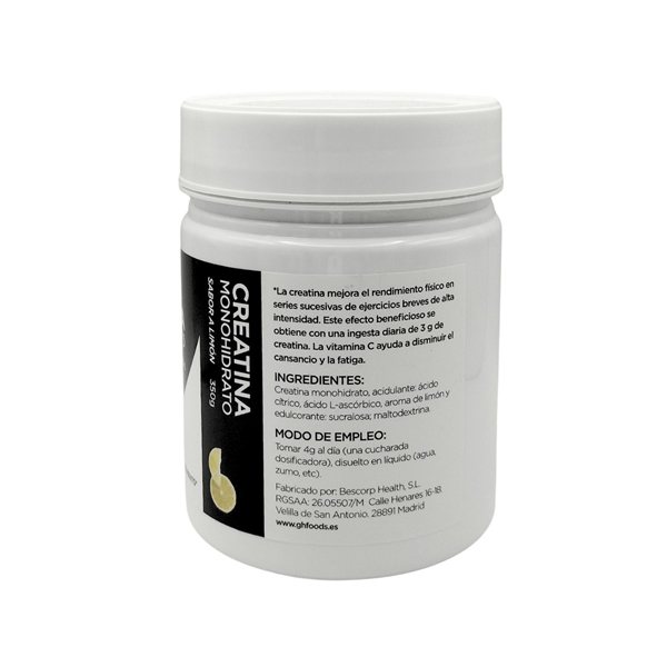 Creatina Monohidrato sabor limon 350g GHF-lateral