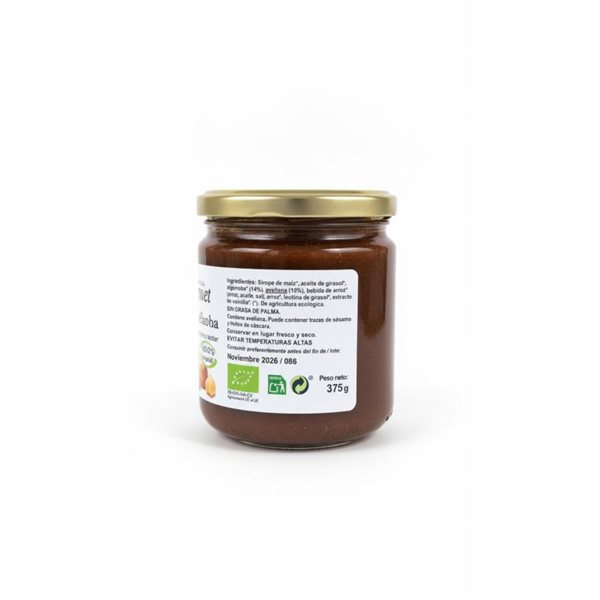 CREMA ALGARROBA Y AVELLANA 375 GR 100% VEGETAL-trasera