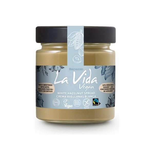 White hazelnut cream with less sugar Bio 200g La Vida Vegan-lateral