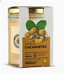 La traducción al alemán de "Crema de Cacahuete con AOVE" es "Erdnusscreme mit nativem Olivenöl".