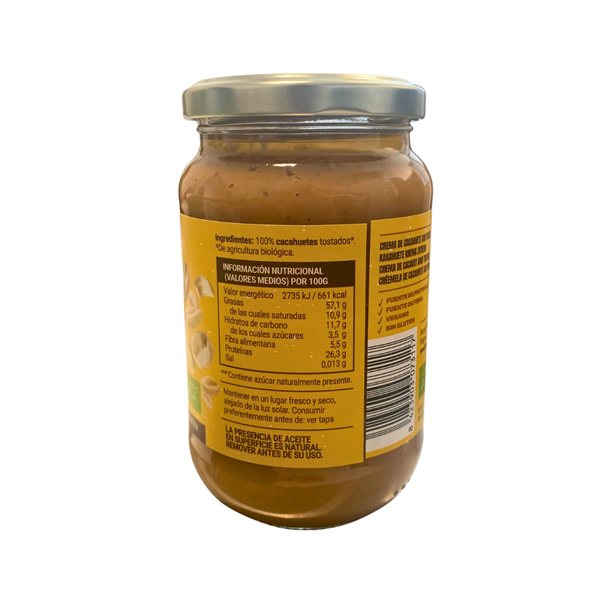Crème de cacahuète croquante Bio 350g Biocop-lateral