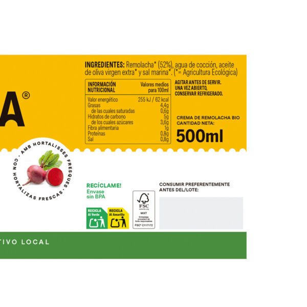 Organic Beetroot Cream 500ml, Casa Amella-izquierda