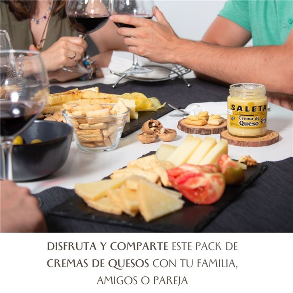 Gourmet Käsecremes "Pack Cremas" | 2 Gläser Käse mit Paprika und mit Honig | Handwerkliche Herstellung von Quesos Saleta-lateral