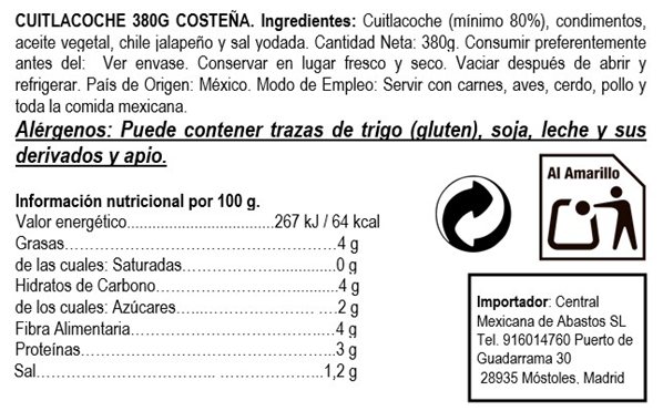 Cuitlacoche 380g La Costeña 380g-detalle