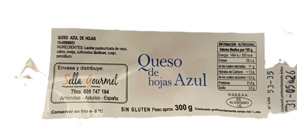 Cuña Queso de hojas Azul-detalle