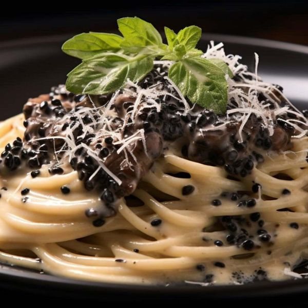 Bûche de fromage Parmigiano Reggiano à la truffe noire-lateral