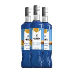Curaçao Oxefruit Sirope Blue — Azul 70 cl Sin Gluten, Sin Lactosa, Vegano (Caja de 3 unidades)