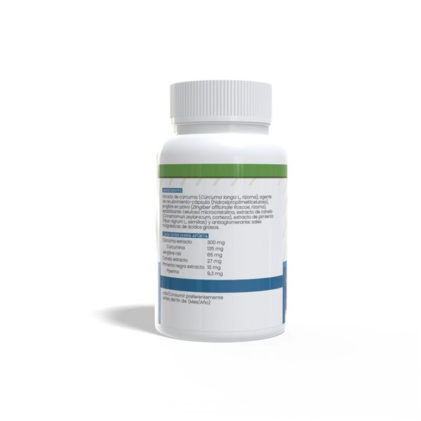 Curcumin+ with Ginger, Cinnamon and Pepper 550mg 60 capsules Sotya-izquierda