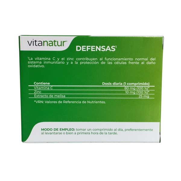 Abwehr Vitamin C, Melisse und Zink 24 Tabletten Vitanatur Esencial-lateral