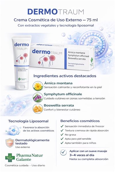 DERMO TRAUM – Crema Cosmética 75 ml | Árnica, Symphytum y Boswellia | Tecnología Liposomal-detalle