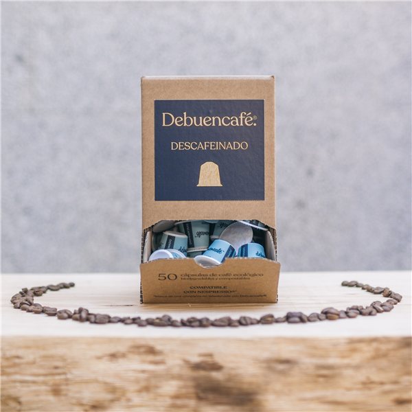 DECAFFEINATED | Compostable capsules | Compatible with Nespresso® | 50 capsules of sustainable coffee-izquierda