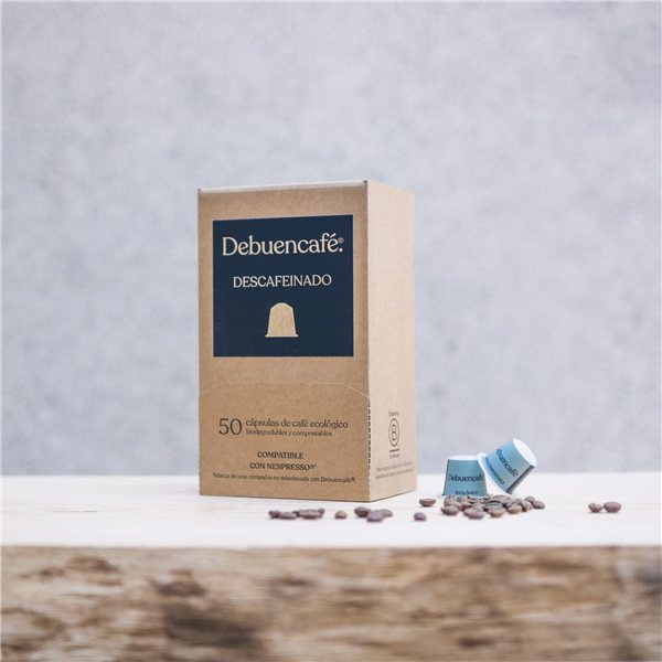 DECAFFEINATED | Compostable capsules | Compatible with Nespresso® | 50 capsules of sustainable coffee-trasera