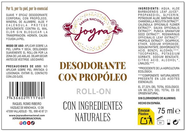 Natural Deodorant with Propolis - 75 ml | Freshness and Skincare-trasera