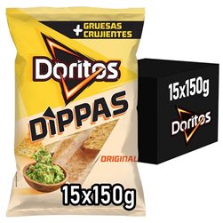 DORITOS Dippas Nachos de Maïs Original pour Apéritif et Fêtes, Sacs Individuels de 140 g, Pack de 15 (avec ou sans cadeau)