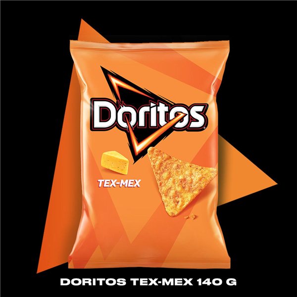 DORITOS Tex Mex Nachos de Maïs Saveur Fromage pour Apéritif et Fêtes, Sacs Individuels de 140 g, Pack de 15 (avec ou sans cadeau)-izquierda