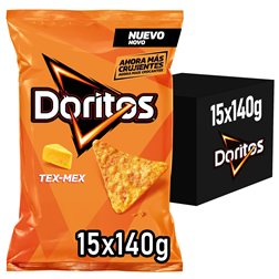 DORITOS Tex Mex Nachos de Maïs Saveur Fromage pour Apéritif et Fêtes, Sacs Individuels de 140 g, Pack de 15 (avec ou sans cadeau)