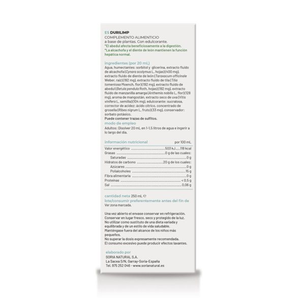 Durilimp 250ml Soria Natural-trasera