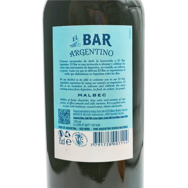 Der argentinische Malbec 'Bodega Santa Julia'-detalle