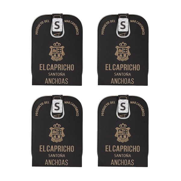 EL CAPRICHO, Filetes de Anchoa de Santoña Dingley S en Aceite de Oliva Virgen Extra, 24 Filetes, Peso: 95 g Neto, 50 g Escurrido-lateral