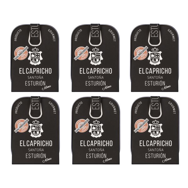 EL CAPRICHO, Santoña, Esturión, Aceite de Oliva Virgen Extra, Peso: 110 g Neto, 80 g Escurrido-lateral